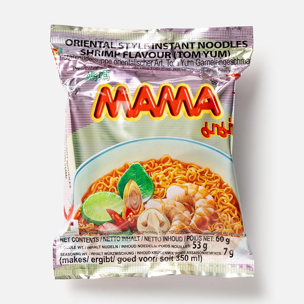 Изображение товара Из Таиланда: Лапша Mama, со вкусом креветки и Том ям, быстрого приготовления, 60 г