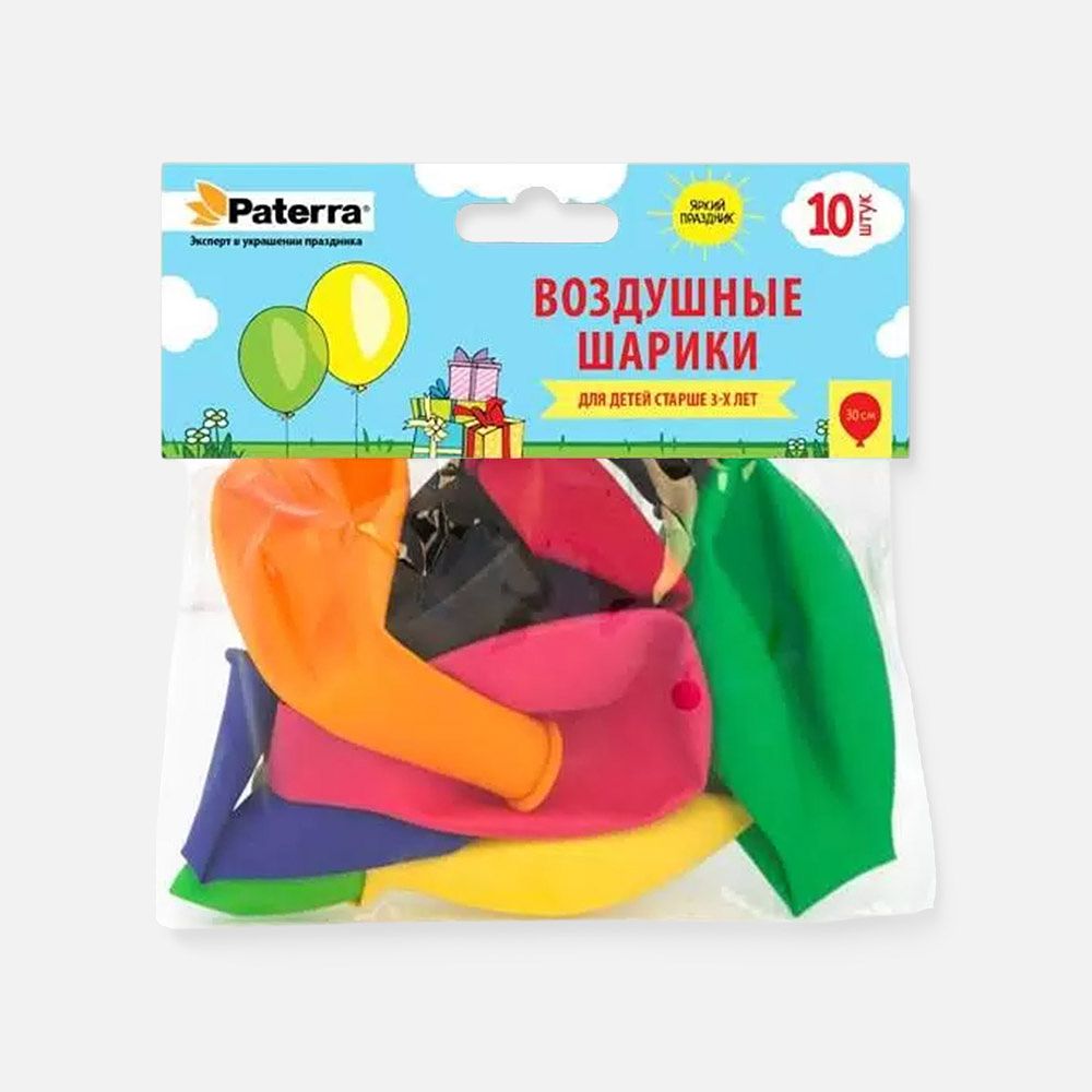 Изображение товара Воздушные шарики Paterra, 30 см, без рисунка, 30 шт.