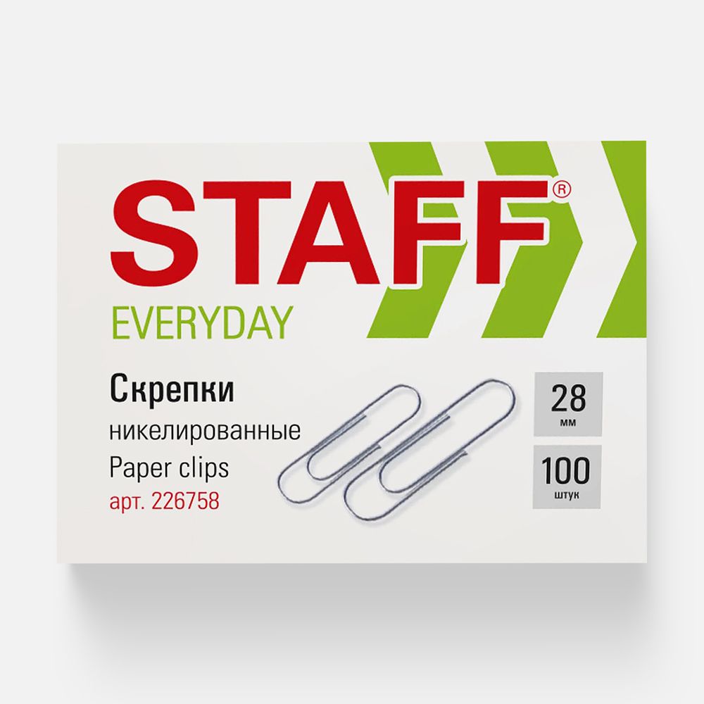 Изображение товара Никелированные скрепки Staff Everyday, 28 мм 100 шт.