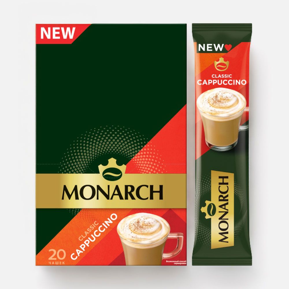 Изображение товара Растворимый кофейный напиток Monarch Капучино 3 в 1, 20x15 г, 20 шт.