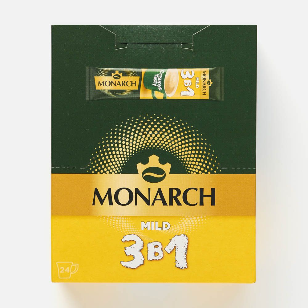 Изображение товара Кофейный напиток Monarch Мягкий 3 в 1, растворимый в пакетиках, 24 шт.
