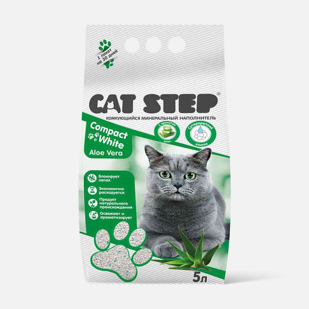 Изображение товара Наполнитель Cat Step Compact комкующийся, бентонитовый, Aloe Vera, 5 л