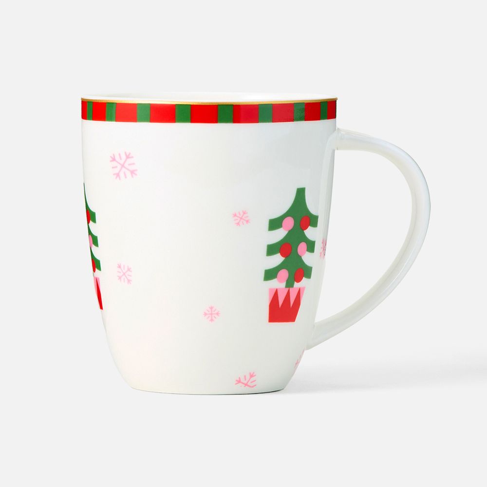 Изображение товара Новогодняя кружка из фарфора с абстрактным рисунком 370 мл, праздничный дизайн