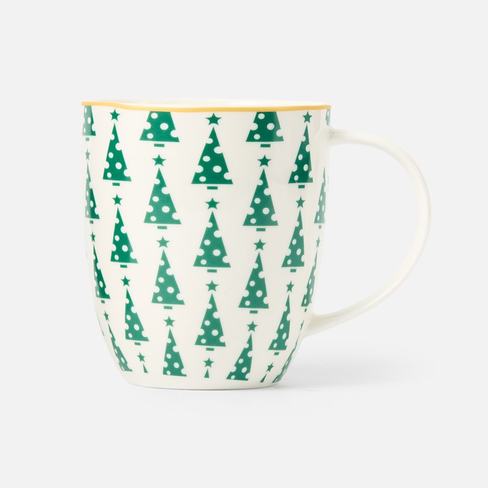 Изображение товара Новогодняя фарфоровая кружка 370 мл с праздничным дизайном для горячих напитков