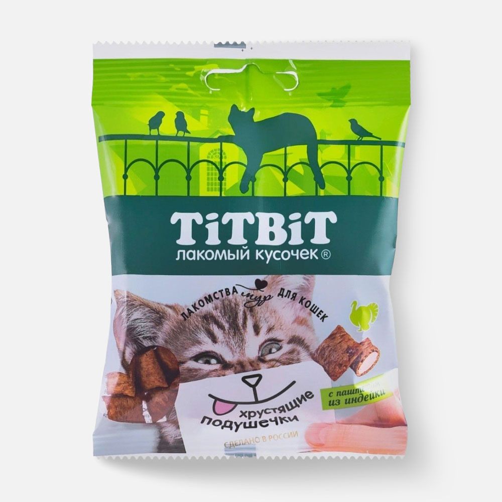Изображение товара Лакомство Titbit для кошек, из индейки, с паштетом, подушечки, 30 г