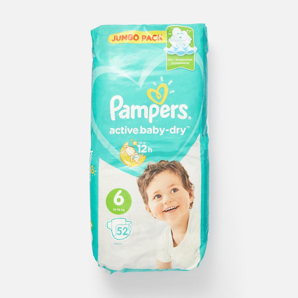 Изображение товара Подгузники Pampers Active Baby 6, 13-18 кг, 52 шт.