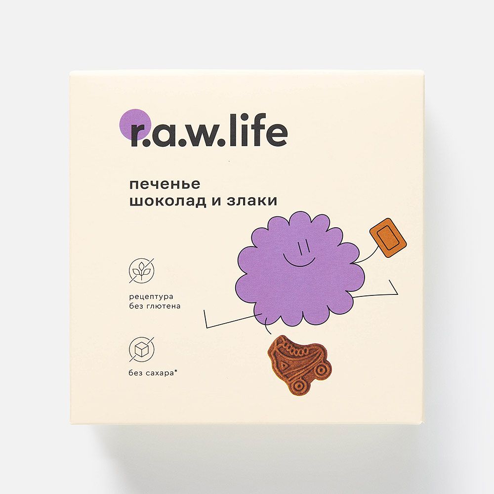 Изображение товара Детское печенье R.A.W. Life, шоколад и злаки, 80 г