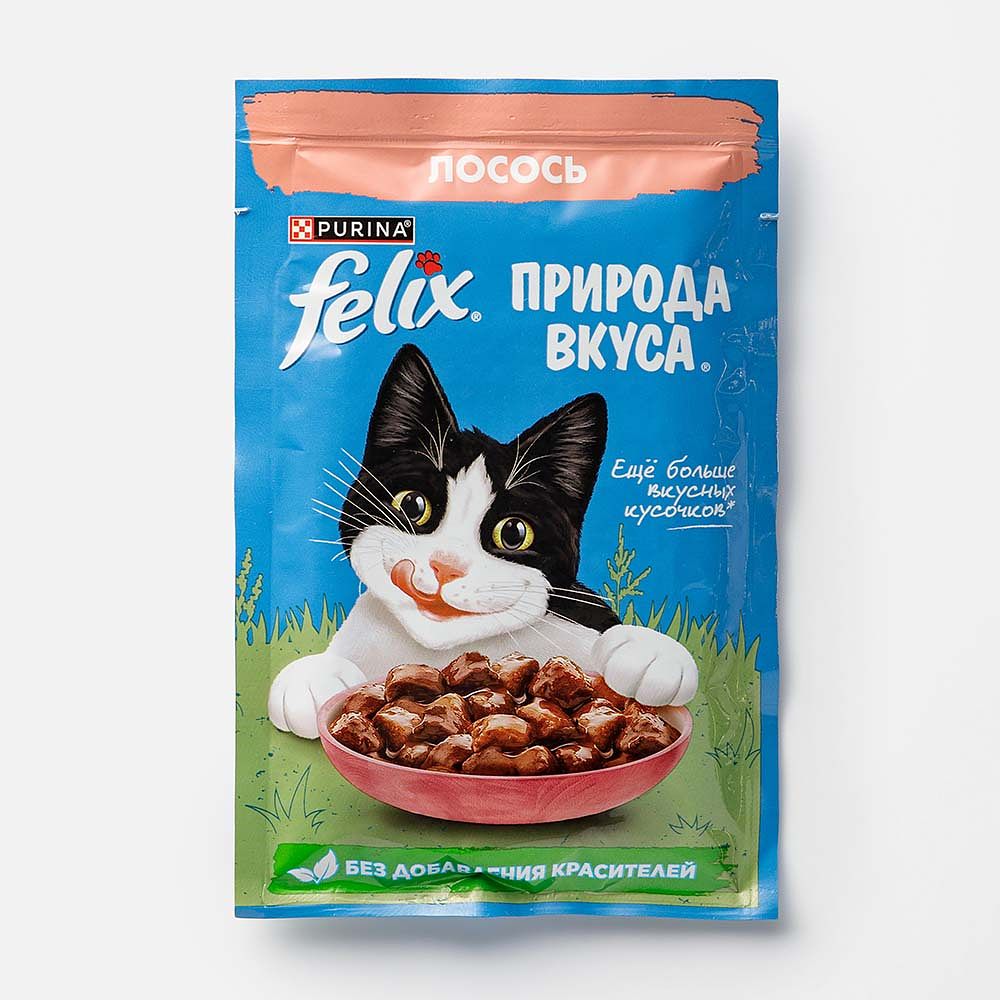 Изображение товара Влажный корм для кошек Felix Природа вкуса, с лососем, в соусе, 75 г