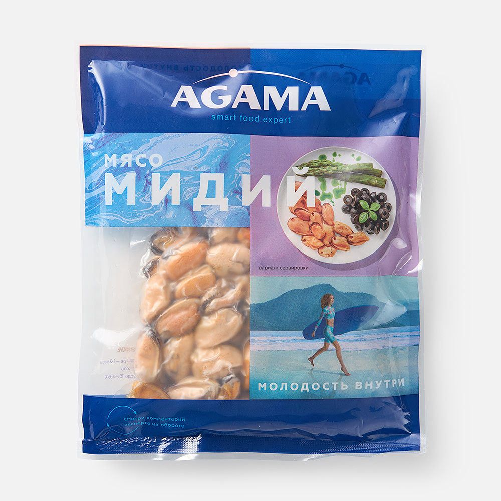 Изображение товара Мясо мидий Agama варёно-мороженое, 300 г