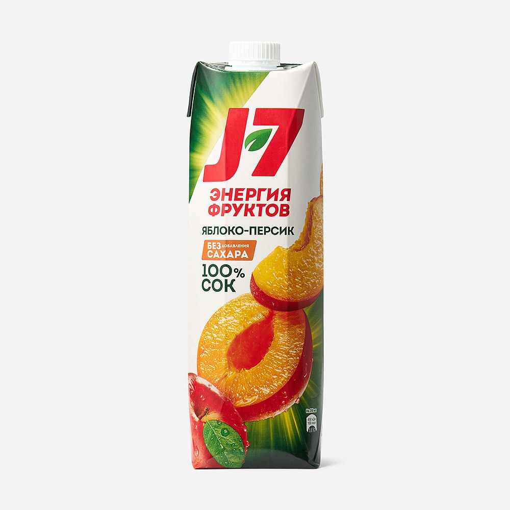 Изображение товара Яблочно-персиковый сок J7, с мякотью, 0,97 л