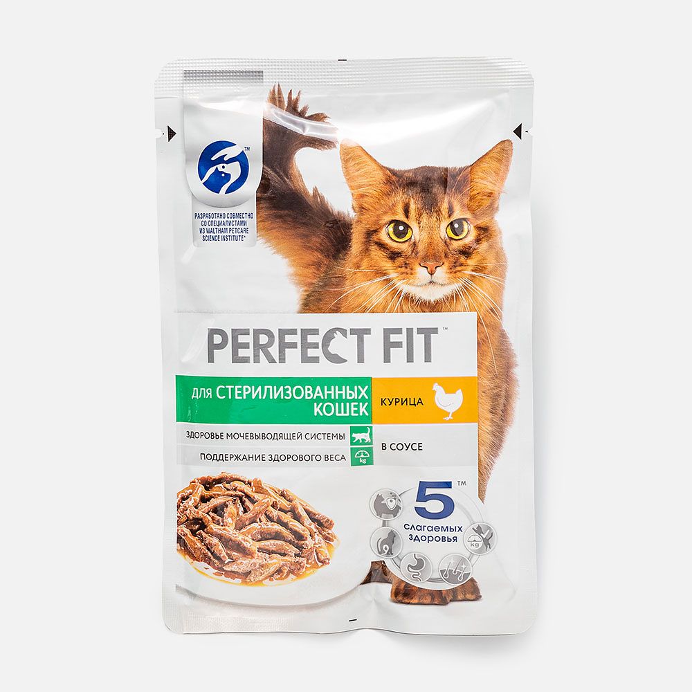 Изображение товара Корм Perfect Fit для стерилизованных кошек, курица в соусе, 75 г