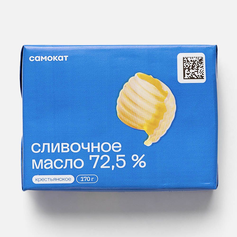 Изображение товара Сладко-сливочное масло Самокат, крестьянское, 72,5%, несолёное, 170 г