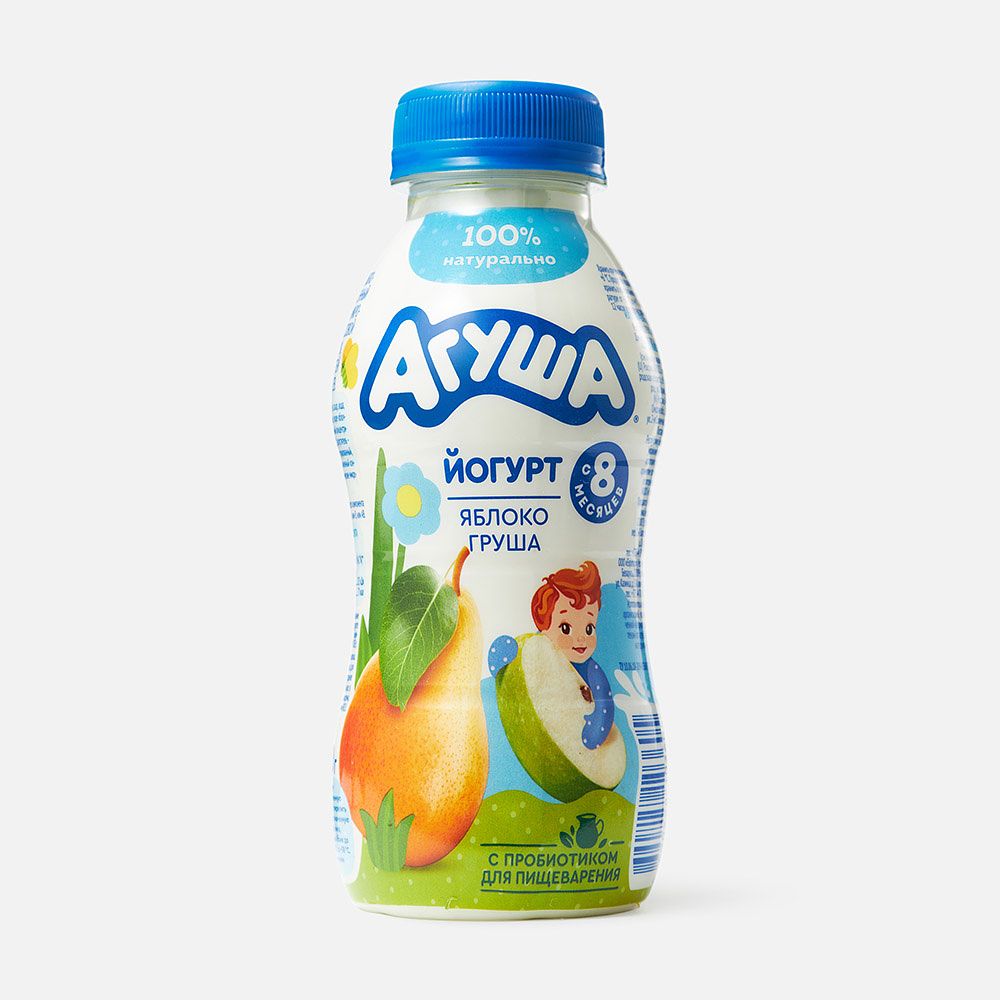 Изображение товара Питьевой йогурт Агуша, 2,7%, яблоко и груша, с 8 месяцев, 180 г
