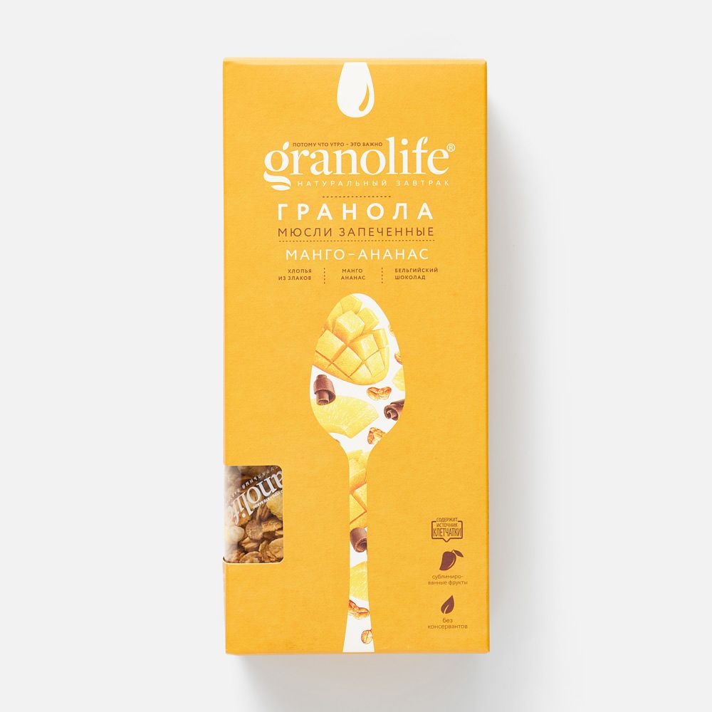 Изображение товара Гранола Granolife с манго и ананасом 200 г - полезный завтрак