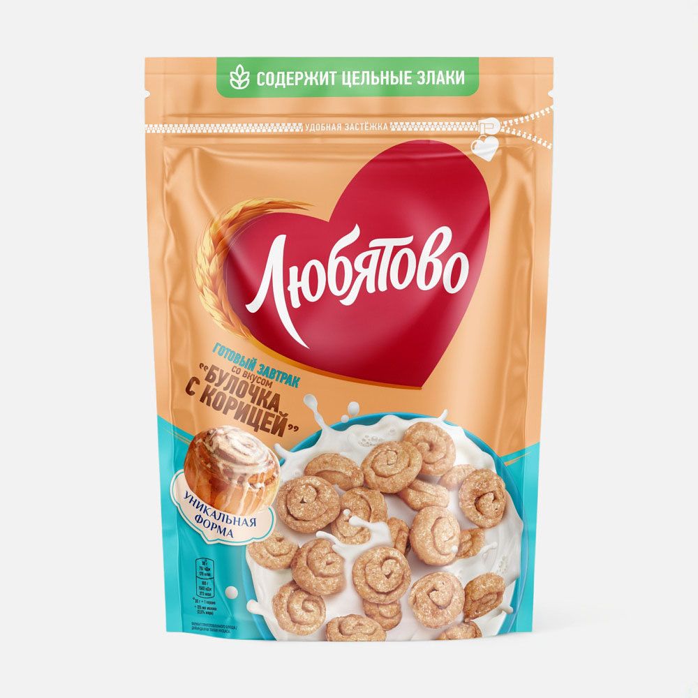 Изображение товара Готовый завтрак Любятово, булочка с корицей, 190 г