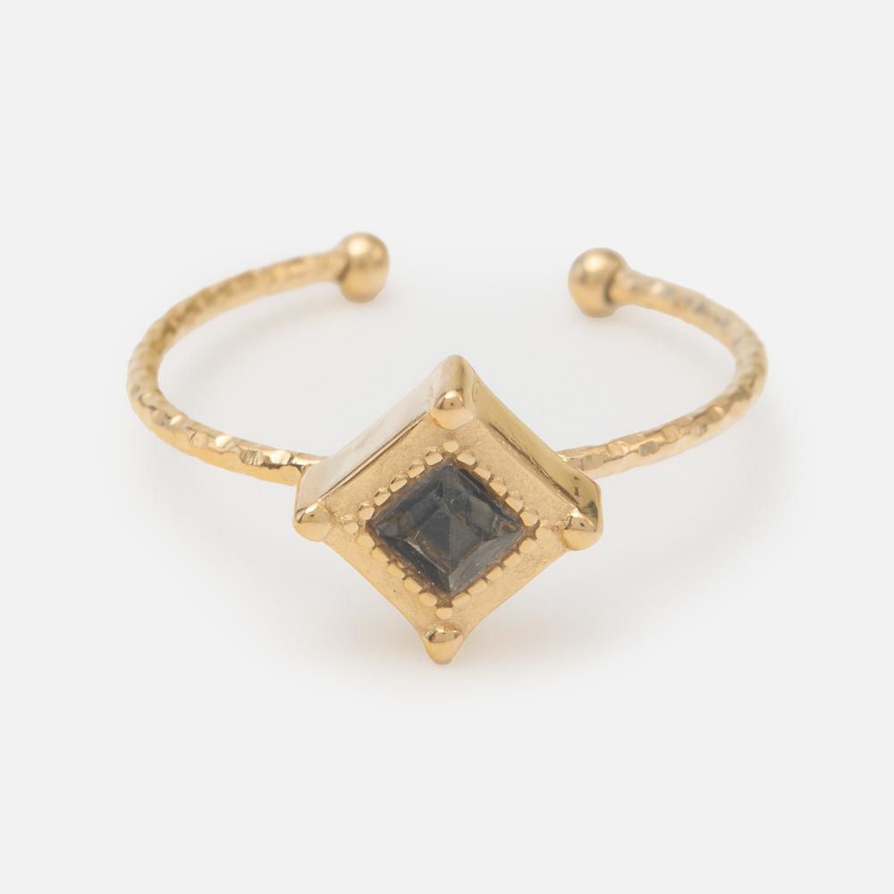 Изображение товара Женское разъёмное кольцо из стали с горным хрусталём и золотистым покрытием