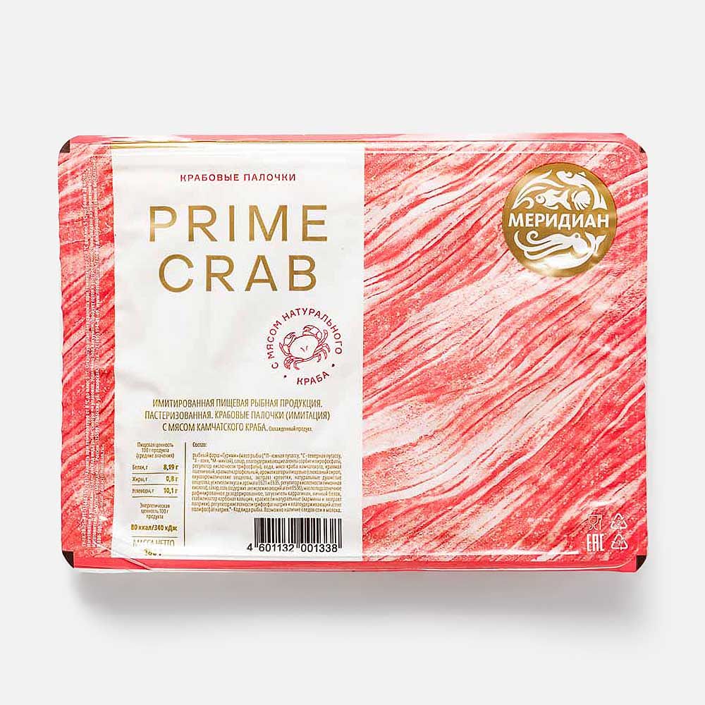 Изображение товара Крабовые палочки Меридиан Prime Crab 180 г натуральный вкус