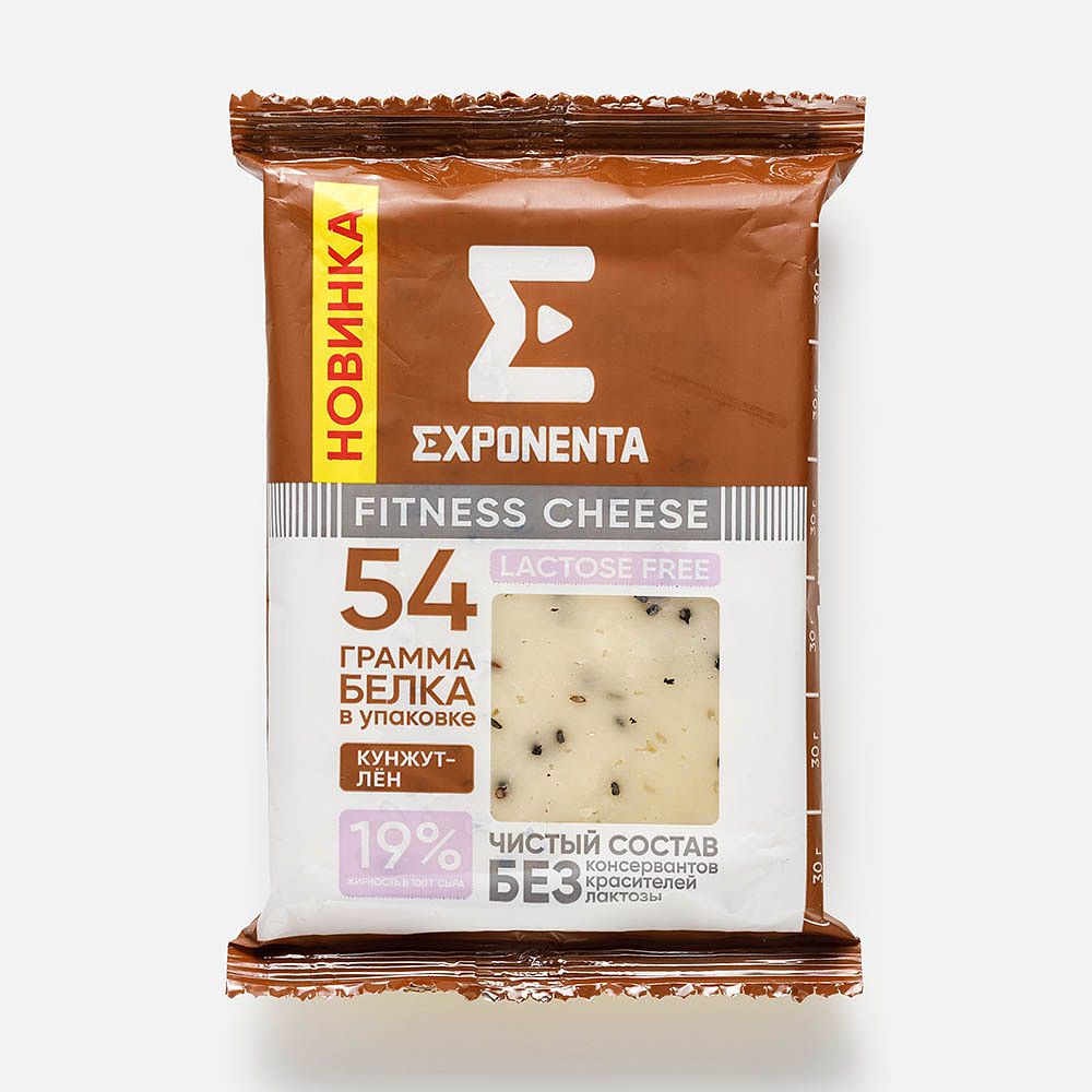 Изображение товара Сыр Exponenta, Fitness Cheese, твёрдый, без лактозы, с кунжутом и льном, 35%, 180 г