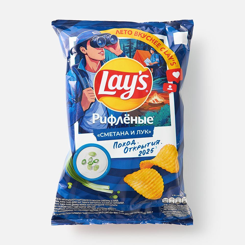 Изображение товара Чипсы Lay's, рифлёные, сметана и лук, 140 г
