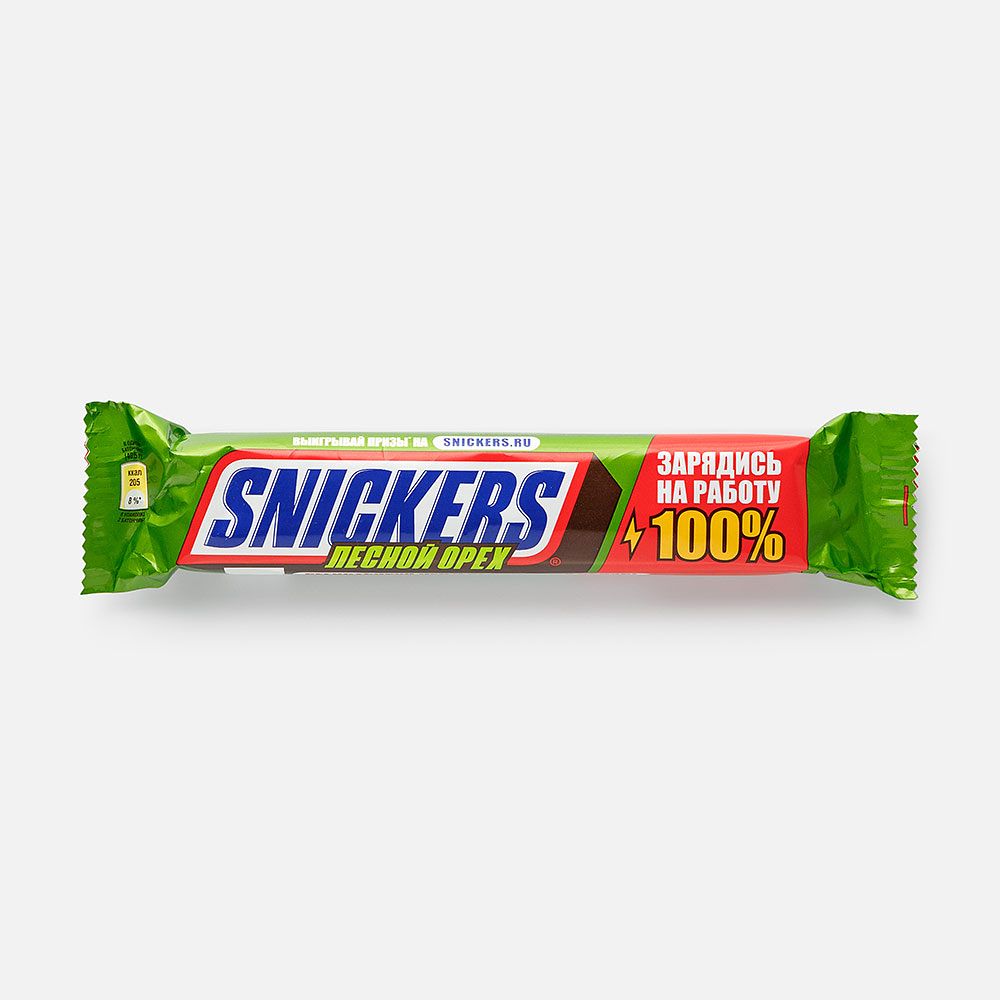 Изображение товара Шоколадный батончик Snickers, лесной орех, 81 г