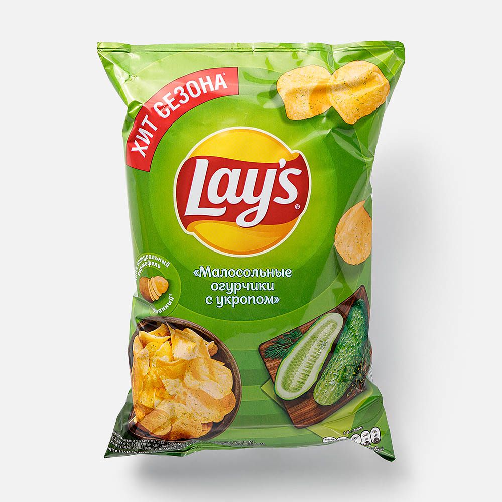 Изображение товара Чипсы Lay's, малосольные огурчики с укропом, 140 г