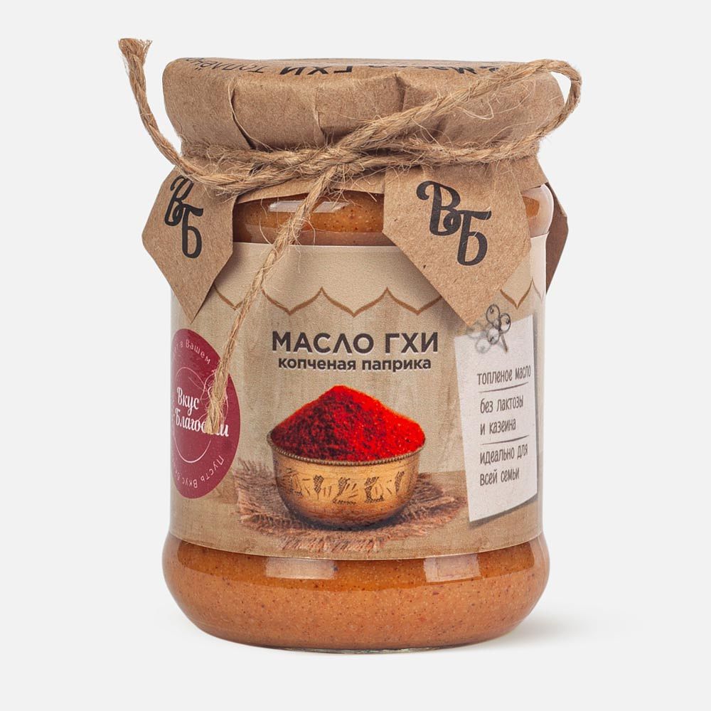 Изображение товара Топлёное масло гхи Вкус Благости, с копчёной паприкой, 225 г