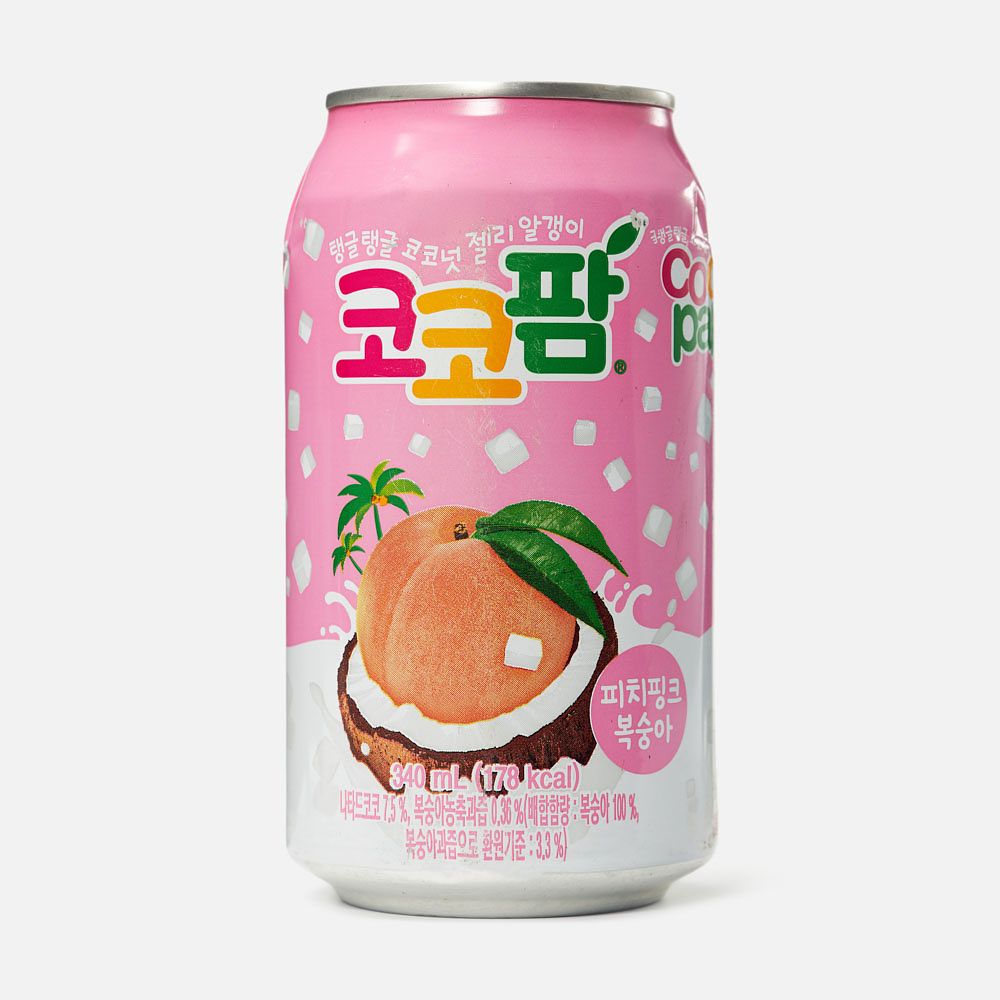 Изображение товара Напиток Haitai Coco Palm, розовый персик и кокос, с газом, 0,34 л