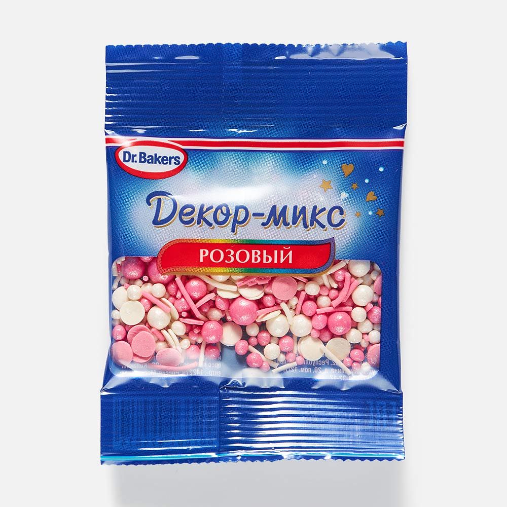 Изображение товара Розовый декор-микс Dr. Bakers 10 г сахарные посыпки для украшения выпечки