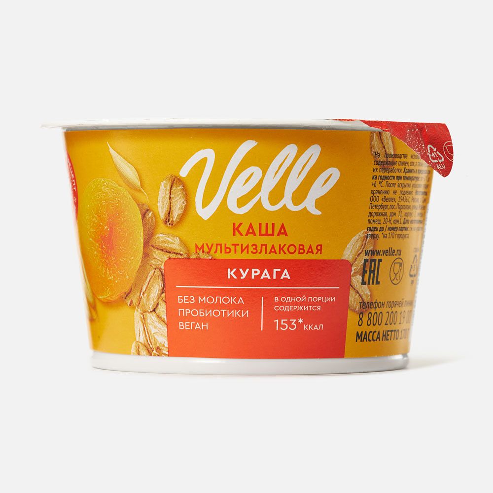 Изображение товара Овсяный продукт Velle, мультизлаковая каша, курага, 170 г