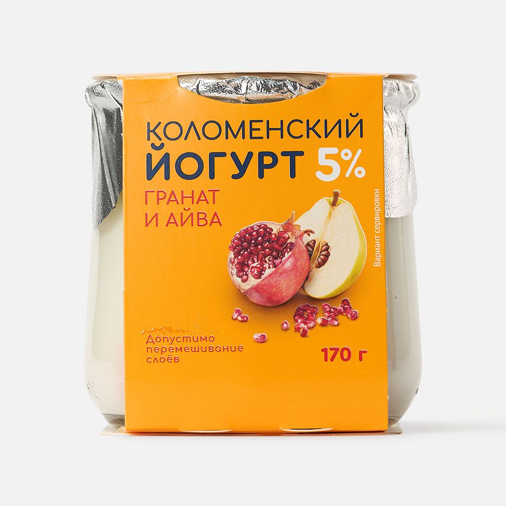 Изображение товара Йогурт Коломенский, 5%, гранат и айва, 170 г