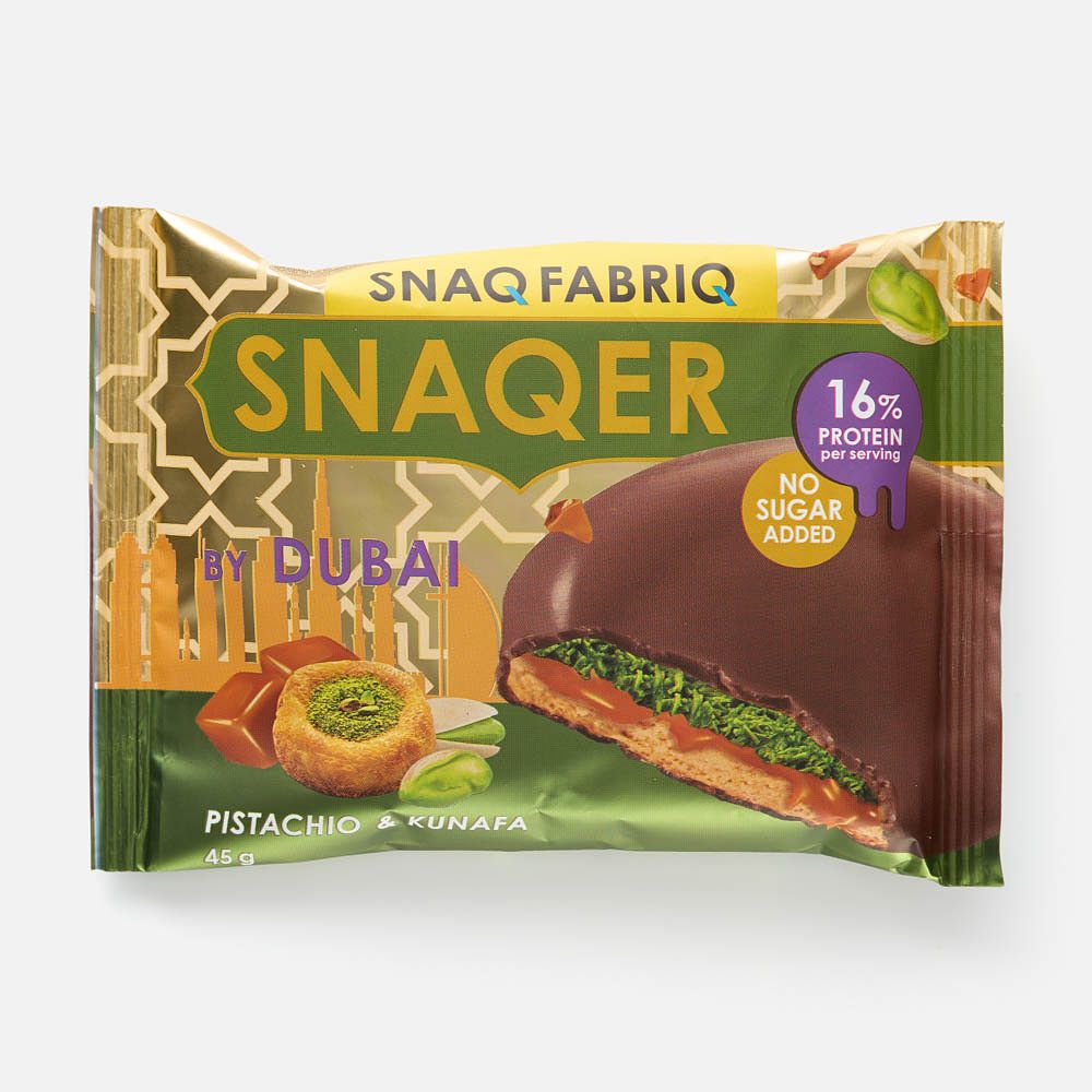 Изображение товара Печенье Snaq Fabriq, 16% протеина, с фисташковой пастой, хрустящим тестом и карамелью, 45 г