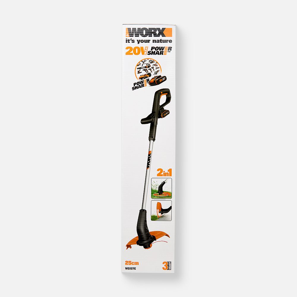 Изображение товара Садовый триммер Worx WG157E 20 В, аккумуляторный, с АКБ и ЗУ, чёрный, оранжевый