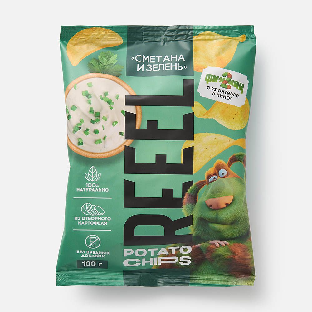 Изображение товара Чипсы Reeel, сметана и зелень, 100 г