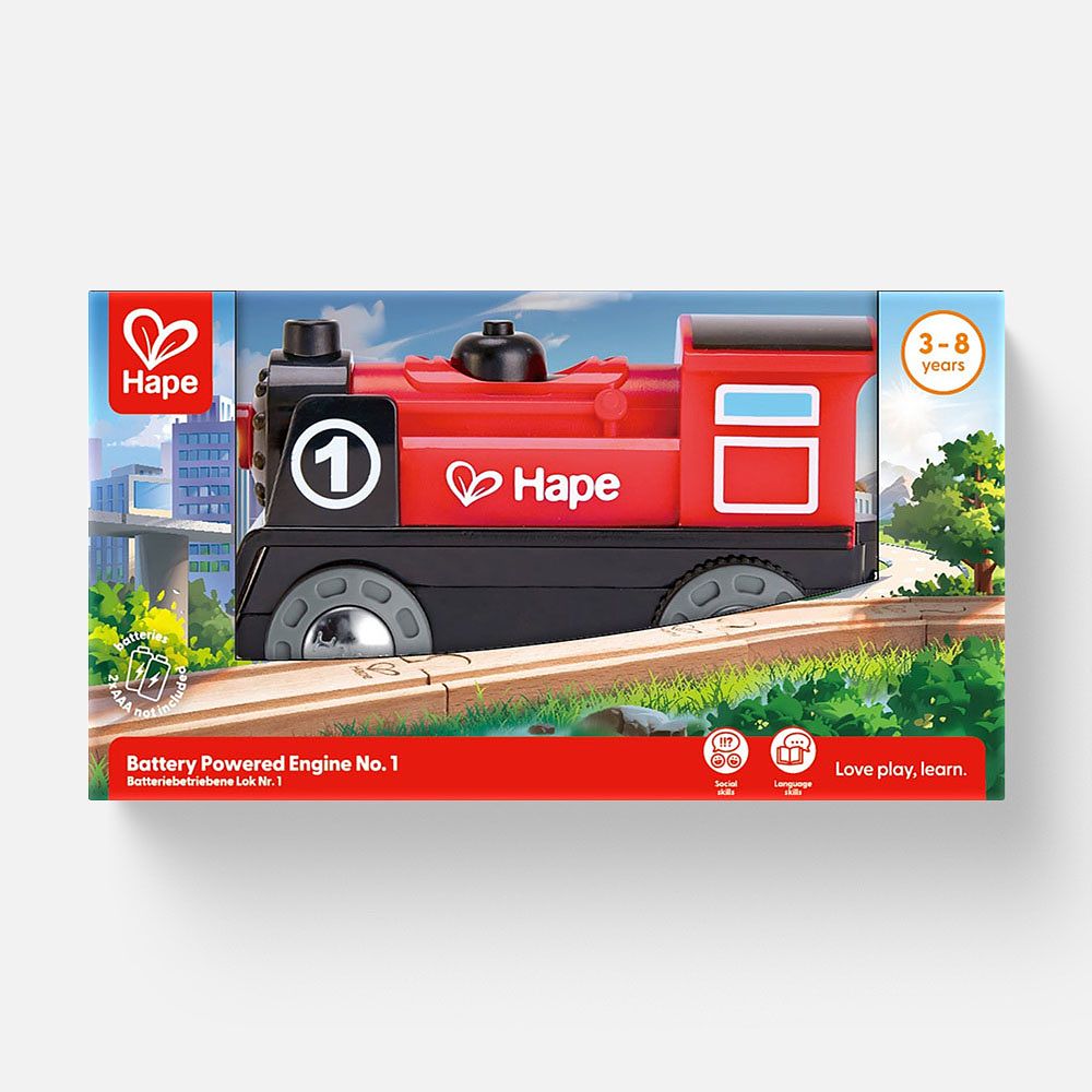Изображение товара Детский паровоз с световыми эффектами Hape E3703_HP для детей от 3 лет