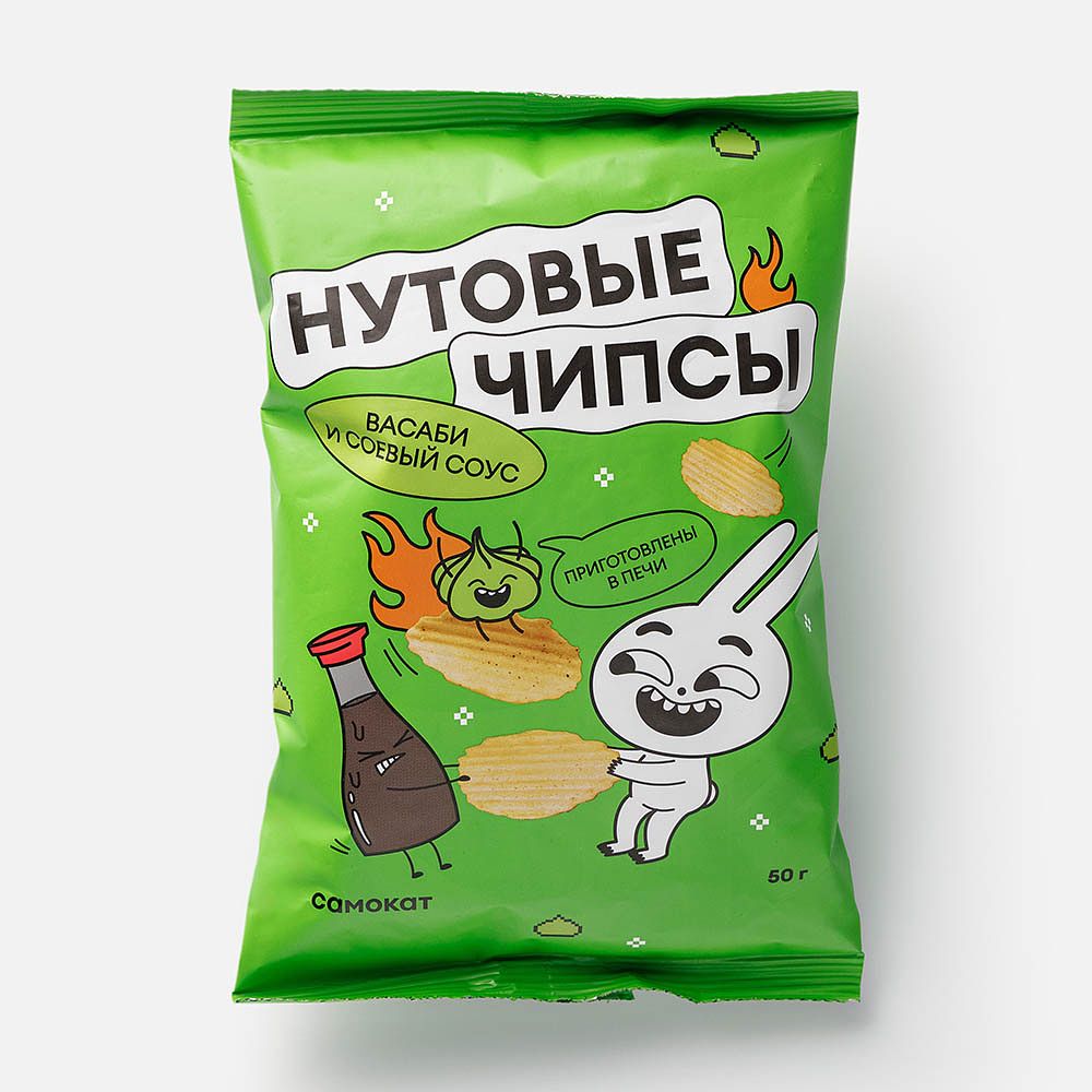 Изображение товара Нутовые чипсы Самокат, васаби и соевый соус, 50 г