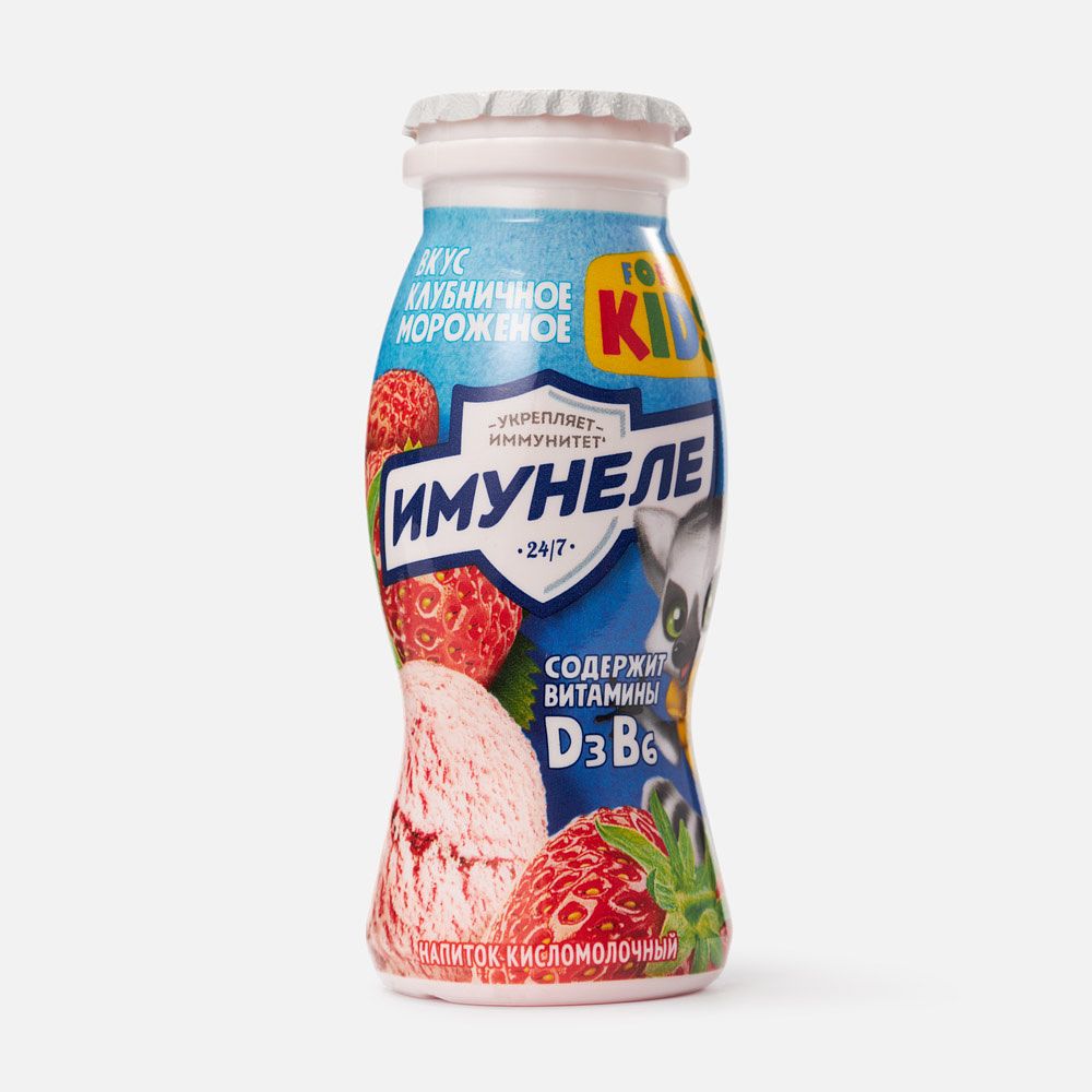 Изображение товара Кисломолочный напиток Имунеле For Kids, 1,5%, клубничное мороженое, с 3 лет, 100 г