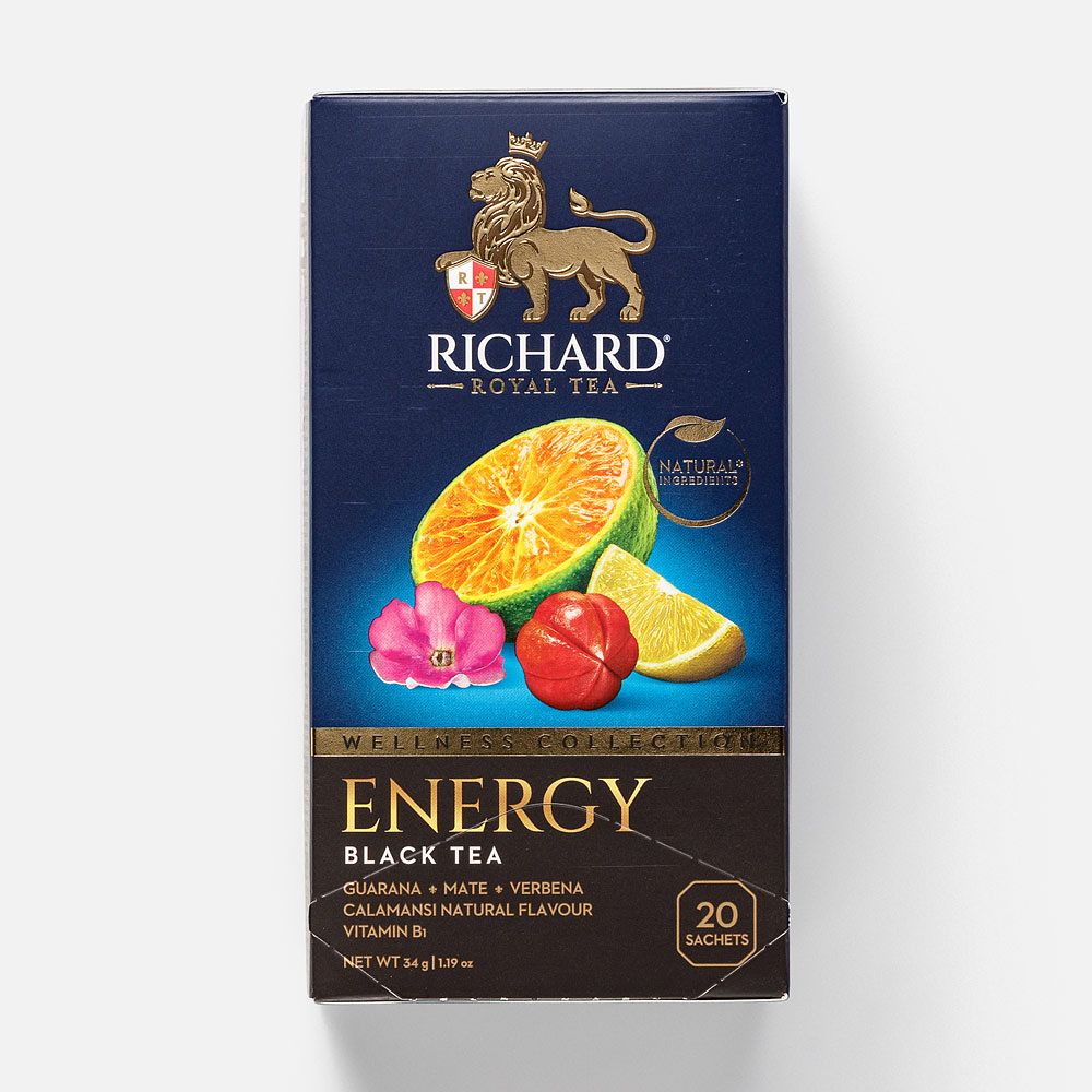 Изображение товара Чёрный чай Richard Energy, с мате, каламанси, вербеной и гуараной, в пакетиках, 20 шт.
