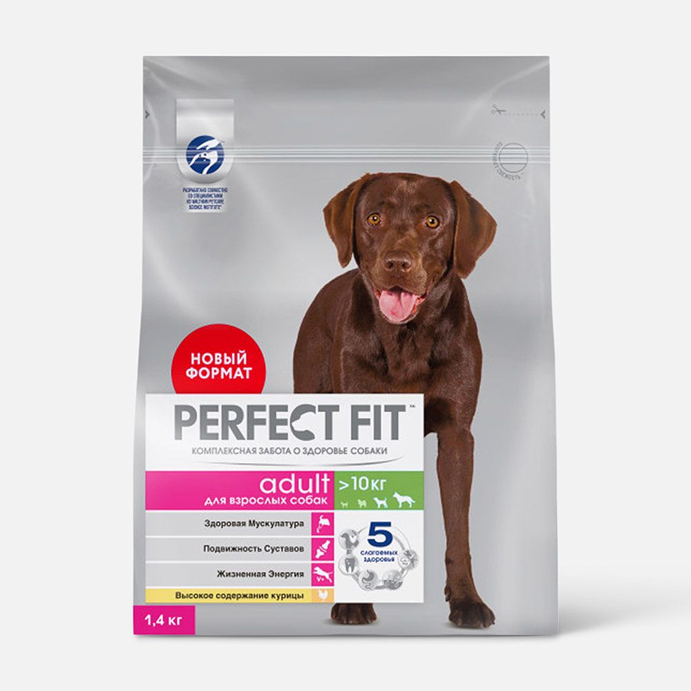 Изображение товара Сухой корм Perfect Fit, Adult, для собак средних и крупных пород, с курицей, 1,4 кг