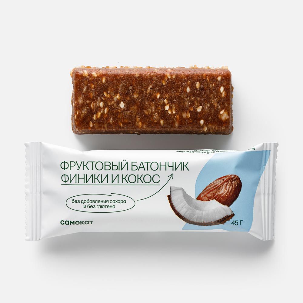 Изображение товара Фруктово-ореховый батончик Самокат, с финиками и кокосом, 45 г