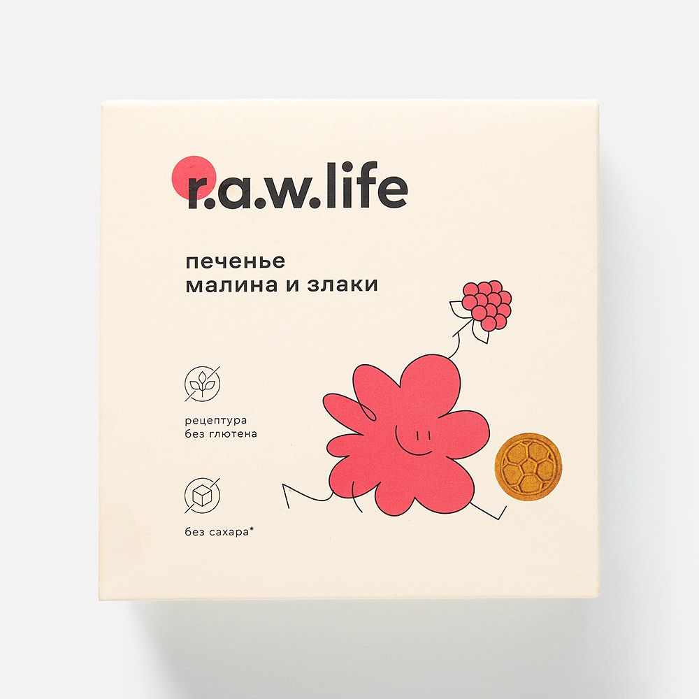 Изображение товара Детское печенье R.A.W. Life, малина и злаки, 80 г