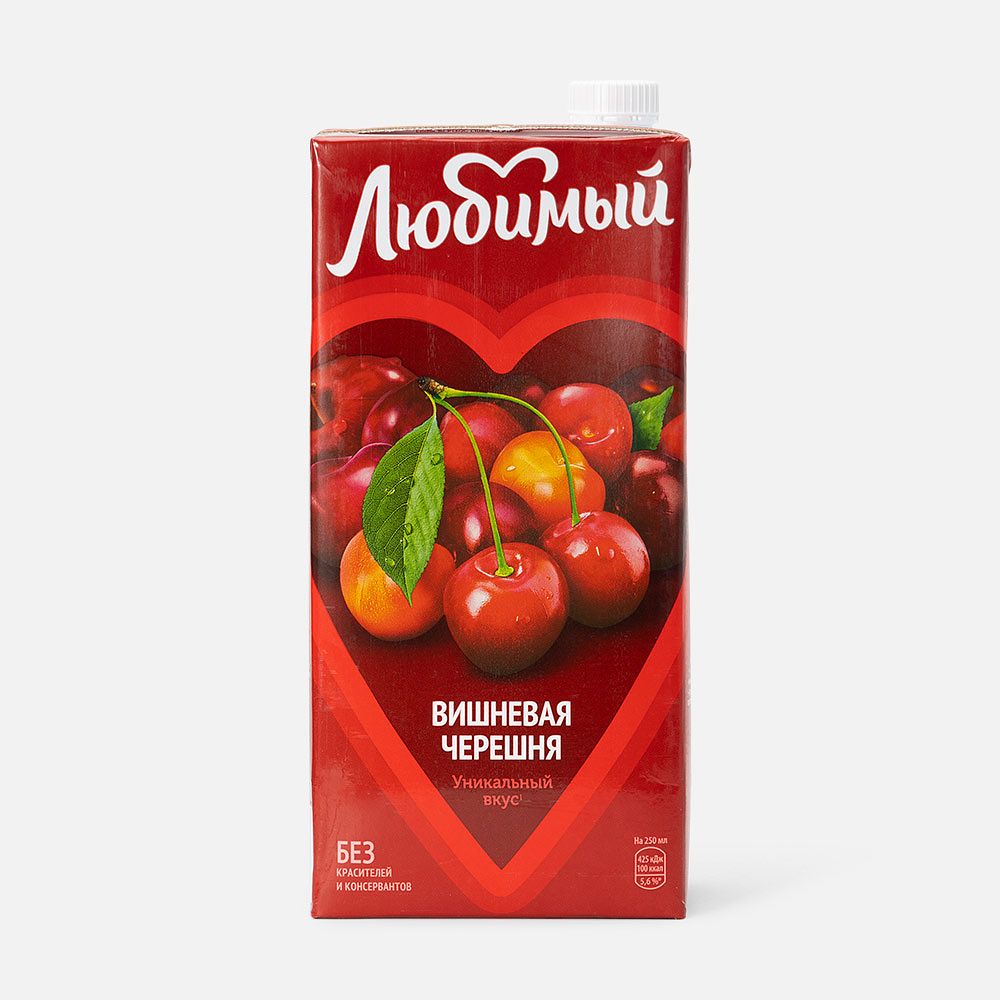 Изображение товара Напиток Любимый, с соком, яблоко, вишня и черешня, 1,93 л