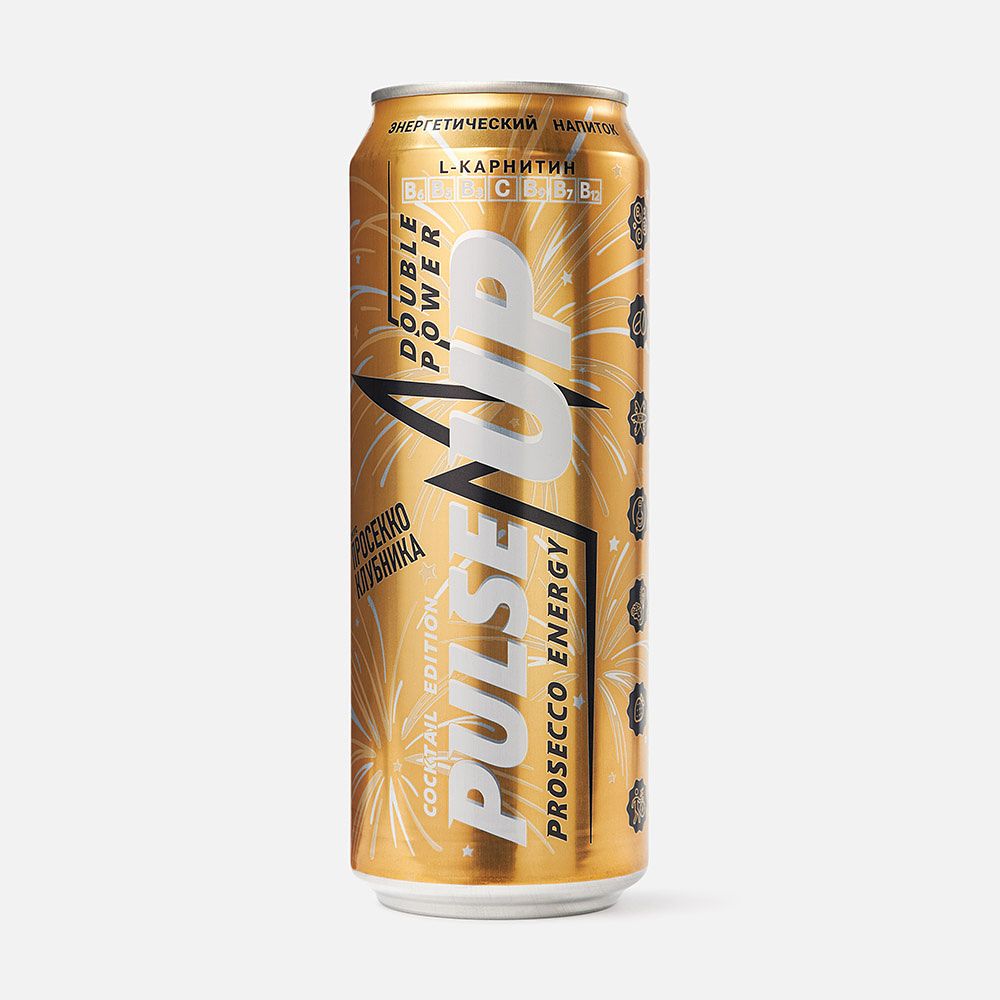 Изображение товара Энергетик Pulseup Prosecco Energy 0.45 л со вкусом клубники яблока и лайма