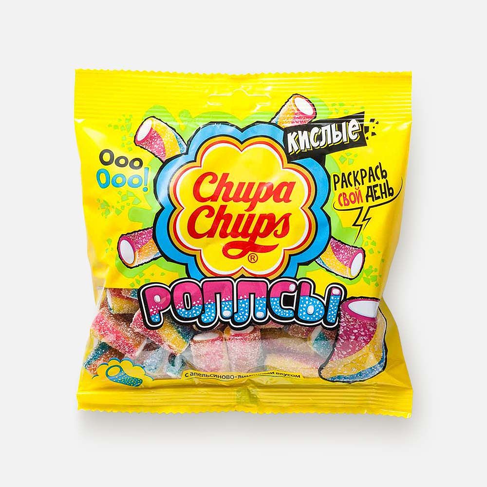 Изображение товара Жевательный мармелад Chupa Chups, кислый, Роллсы, 150 г