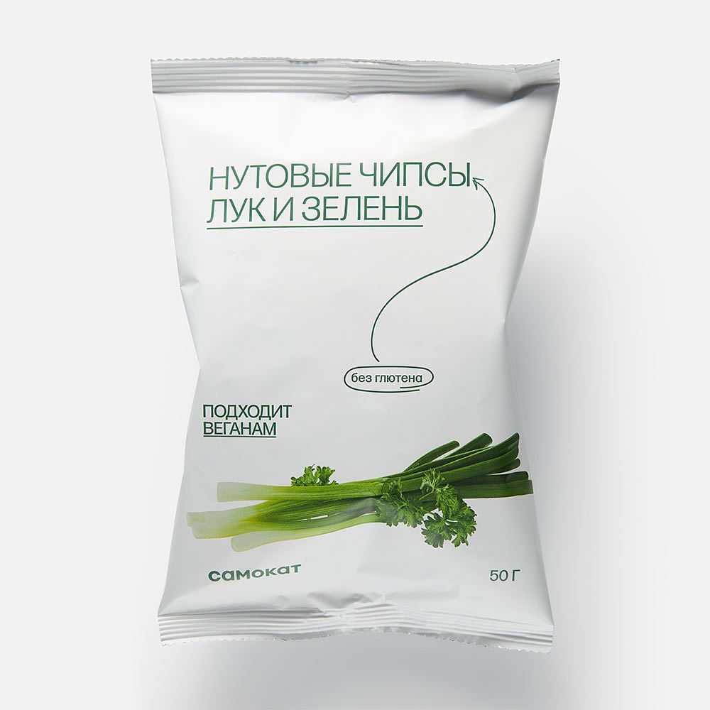 Изображение товара Нутовые чипсы Самокат, лук и зелень, 50 г