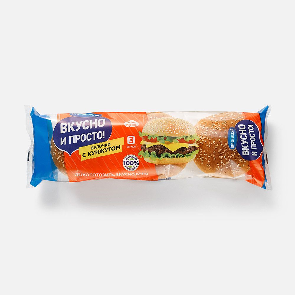 Изображение товара Пшеничные булочки Вкусно и просто, Коломенский, с кунжутом, 180 г