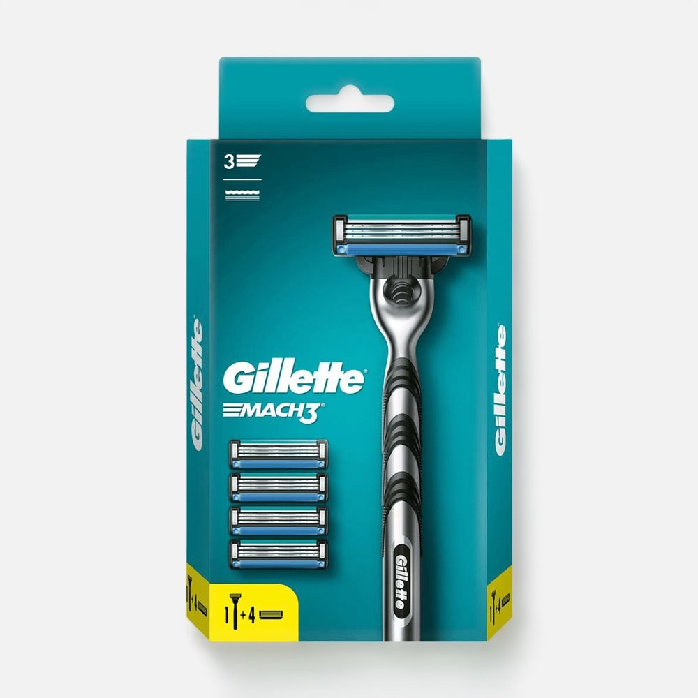Изображение товара Бритва Gillette Mach 3 1 шт. и сменные кассеты, 4 шт.