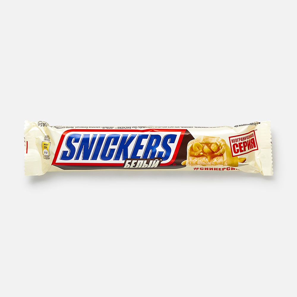 Изображение товара Шоколадный батончик Snickers, белый, 81 г