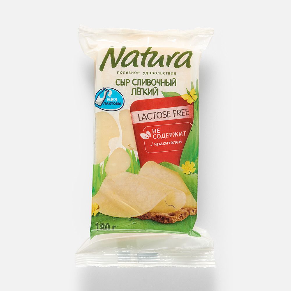 Изображение товара Сыр Natura, Лёгкий, без лактозы, полутвёрдый, 30%, 180 г