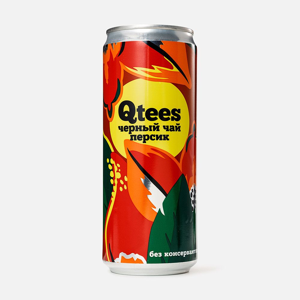 Изображение товара Холодный чёрный чай Qtees, персик, 0,33 л