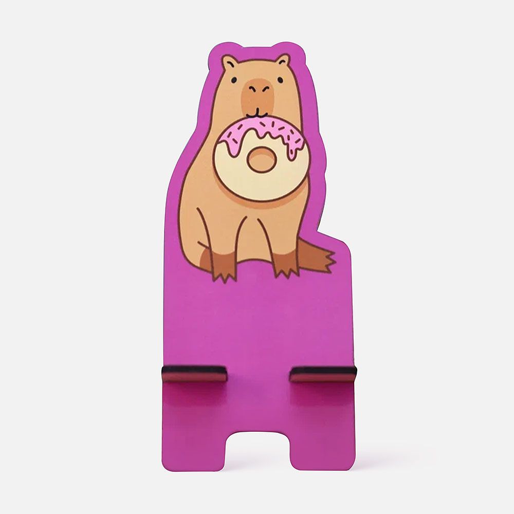 Изображение товара Подставка для телефона и планшета ILikeGift Capybara Donut, настольный держатель, розовая